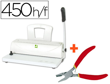 Q-CONNECT - ENCUADERNADORA PARA ESPIRAL PERFORA 10 HOJAS TAMAÑO A4 ENCUADERNA HASTA 450 HOJAS PASO 5:1 2017 (Ref.KF00799)