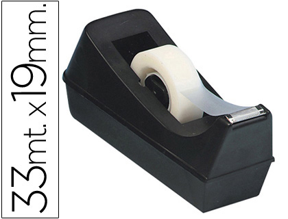 Q-CONNECT - PORTARROLLO SOBREMESA PLASTICO PARA CINTA DE 33 MT NEGRO (Ref.KF01294)