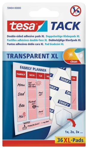 TESA - Puntos adhesivos ® tack transparentes xl, 36 uds. (Ref.594040000000)
