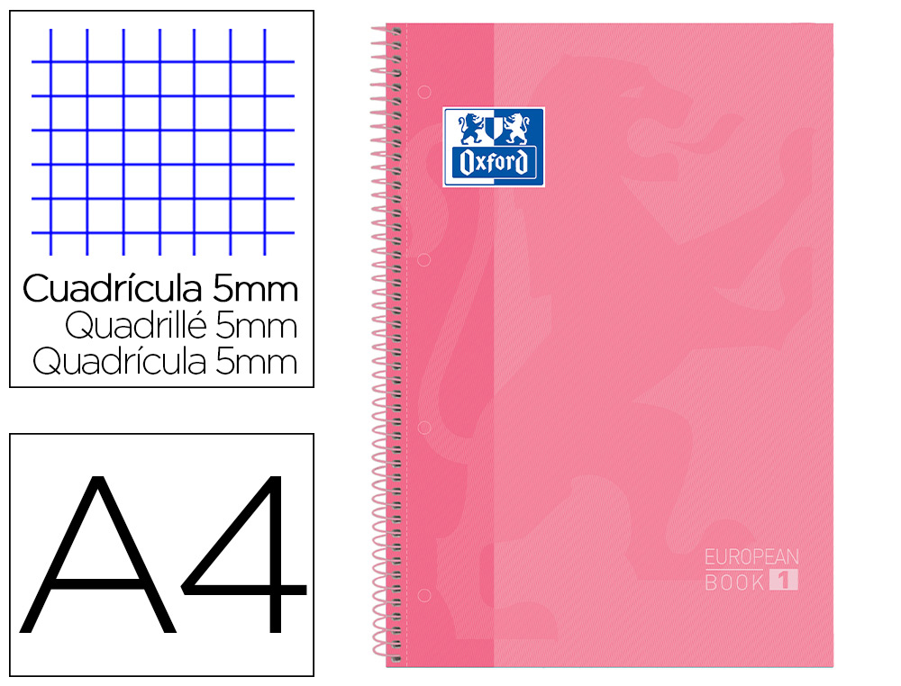 UNIPAPEL - Cuaderno 80h A4 Cuadricula 5x5 Rosa (Ref.400040984)