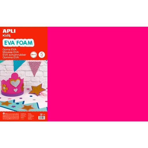 APLI - GOMA EVA HOJA 40x60 cm FUCSIA PAQUETE de 5 (Ref.13692)