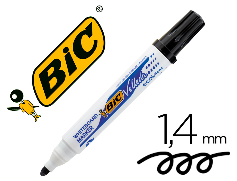 BIC - ROTULADOR VELLEDA PARA PIZARRA NEGRO PUNTA REDONDA 1,3 MM (Ref.904937)