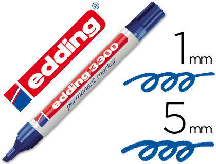 EDDING - Marcador permanente recargable 3300 Trazo 1-5mm Punta biselada Azul (Ref.3300-03)