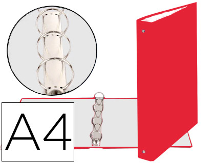 EXACOMPTA - CARPETA DE 4 ANILLAS 30MM REDONDAS DIN A4 Cartón FORRADO ROJO (Ref.51375E)