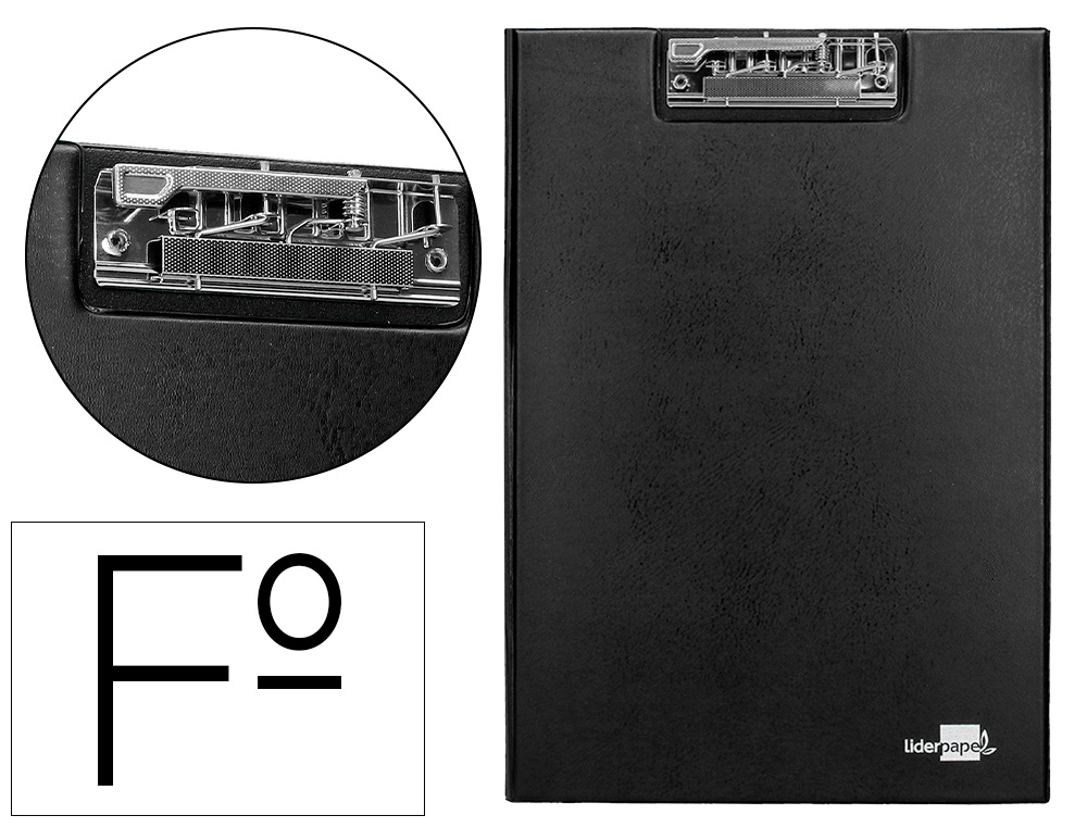 LIDERPAPEL - CARPETA MINICLIP SUPERIOR FOLIO PLASTICO NEGRO (Ref.MS04)