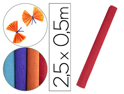 LIDERPAPEL - PAPEL CRESPON ROLLO DE 50 CM X 2,5 M 85G/M2 ROJO (Ref.CP27)