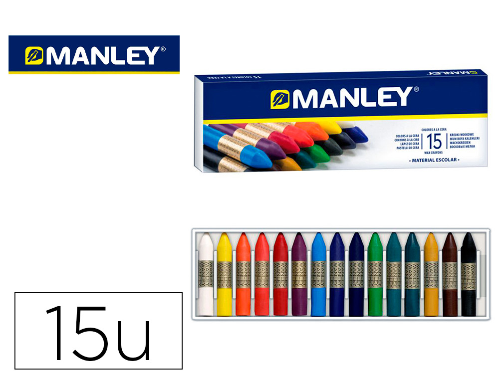 MANLEY - Ceras Caja 15 Ud Colores surtidos (Ref.MNC00055)