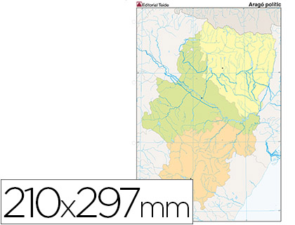 MAPA MUDO COLOR DIN A4 ARAGON POLITICO (Ref.7225-4)