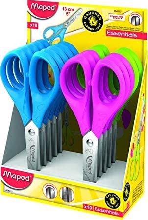 MAPED - 10 Tijeras Essentials 13cm. para zurdos con cuchillas redondeadas (Ref.464312)