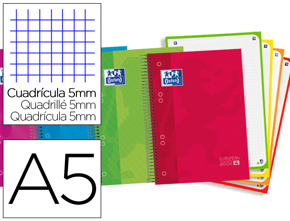 OXFORD - Cuaderno 120h A5 Cuadricula 5x5 Surtido (Ref.100430568)
