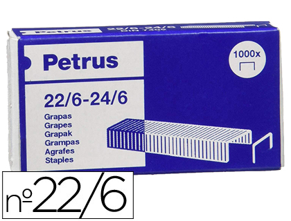 PETRUS - GRAPAS Nº 22/6 GALVANIZADA CAJA DE 1000 UNIDADES (Ref.55723)