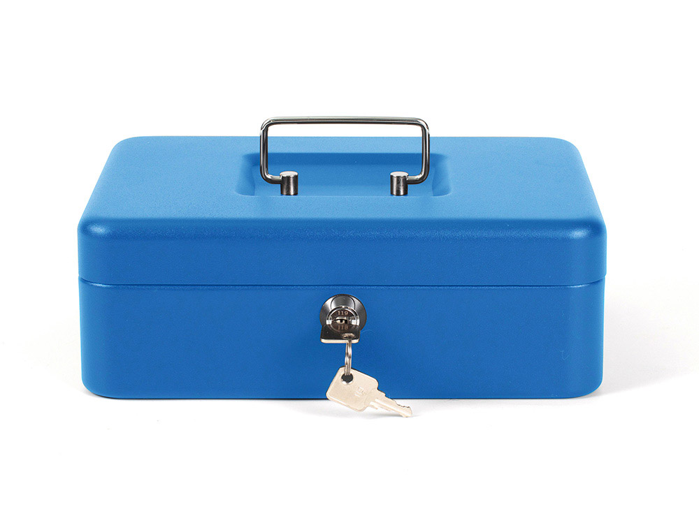 Q-CONNECT - CAJA CAUDALES 10" 250X180X90 MM AZUL CON PORTAMONEDAS (Ref.KF03323)