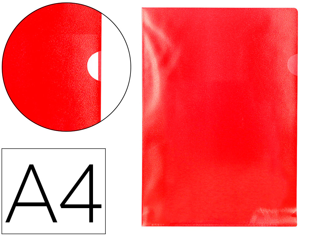 Q-CONNECT - CARPETA DOSSIER UÑERO PLASTICO DIN A4 120 MICRAS ROJA CAJA DE 100 UNIDADES (Ref.KF01485)