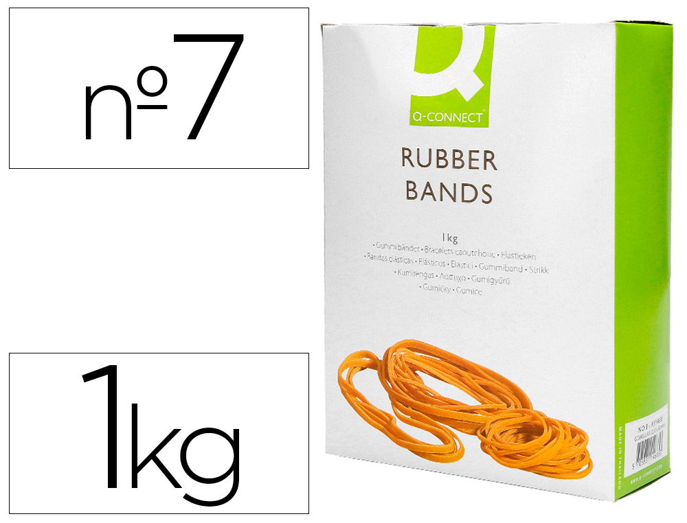Q-CONNECT - GOMILLAS ELASTICAS 1000 GR NUMERO 7 70 X 2 MM (Ref.KF14684)