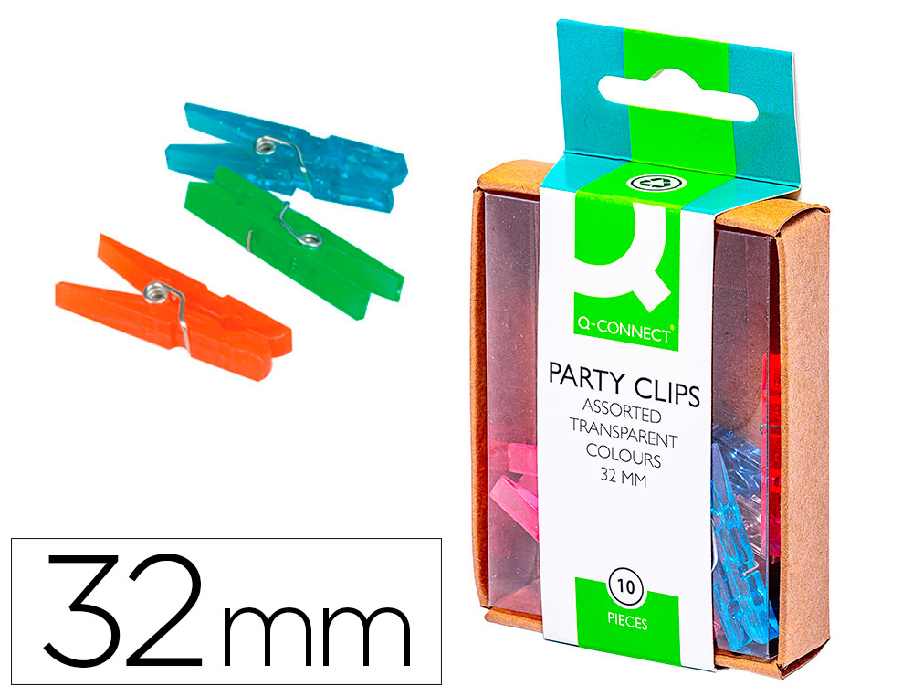 Q-CONNECT - PINZA FANTASIA -32 MM -CAJA DE 10 UNIDADES -COLORES SURTIDOS (Ref.KF02033)