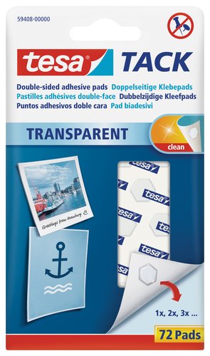 TESA - Adhesivo TACK Pastilla 60 pastillas Invisible y reutilizable No residuo (Ref.59408-00000-00)