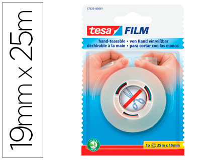 TESA - CINTA ADHESIVA FILM SIN TIJERAS 25 M X 19 MM (Ref.57520-00001-03)