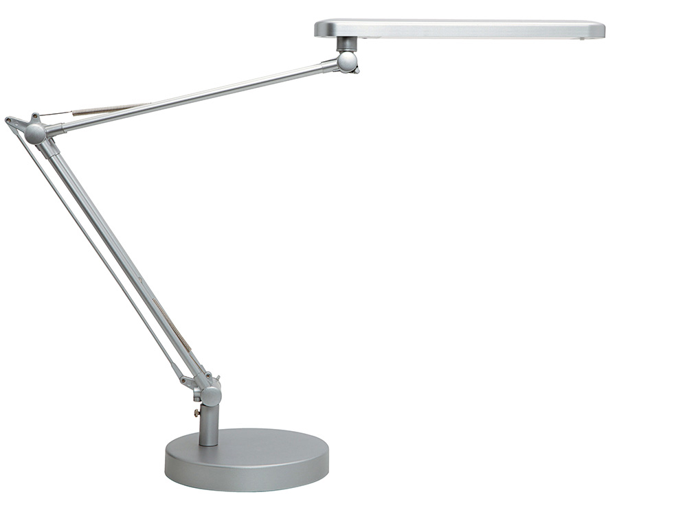 UNILUX - Lampara de escritorio mambo led 5,6w doble brazo articulado abs y aluminio gris metalizado base 19 cm (Ref. 400033684)