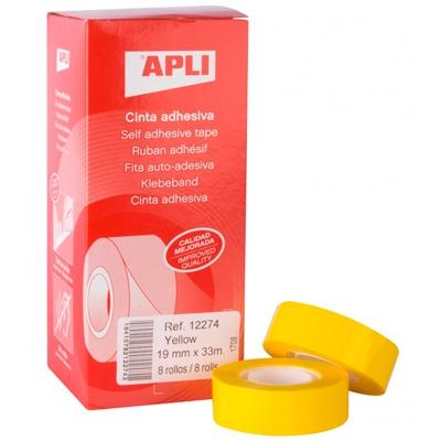 APLI - CINTA ADHESIVA 33 MT X 19 MM COLOR AMARILLO (Ref.12274)