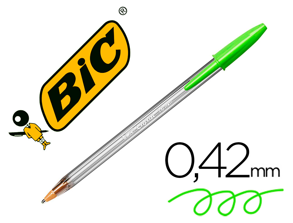 BIC - Bolígrafo Cristal Fun verde lima. Trazo 0,6mm. (Ref.927885)