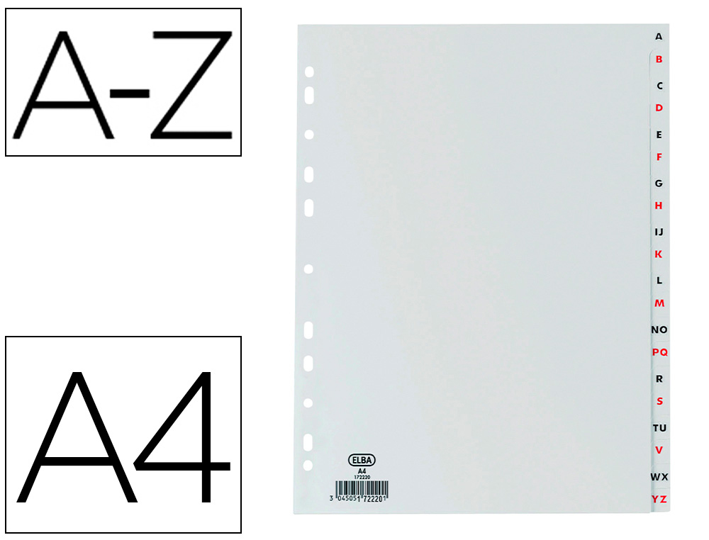 ELBA - Separadores alfabeticos A4 Gris TN3330 (Ref.100204725)