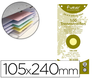 EXACOMPTA - SEPARADOR CARTULINA DE 180 GR JUEGO DE 100 SEPARADORES 105X240 MM CON 12 TALADROS COLOR AMARILLO (Ref.13425B)