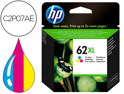 HP ( HEWLETT PACKARD ) - Cartuchos ORIGINALES Inyección De Tinta 62XL Tricolor (Ref.C2P07AE#ABE)