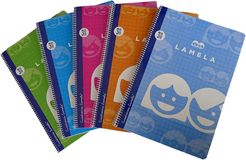 LAMELA - Cuaderno cubierta básica 80 Hojas Folio Cuadr. 3 Cuadr. 3 Espiral (Ref.07F003)