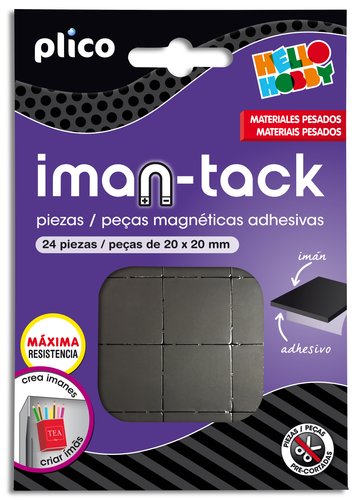 PLICO - Tack imantado adhesivo 20x20 mm blister de 24 unidades (Ref. 13328)