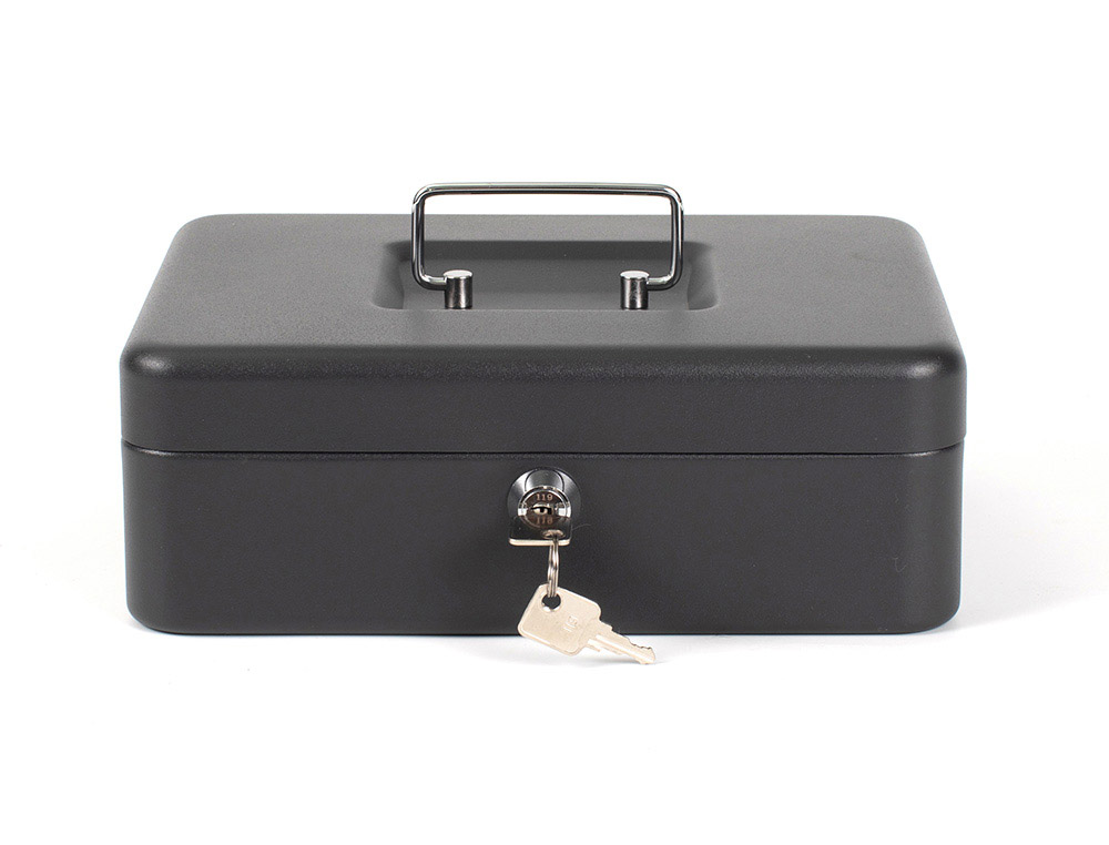 Q-CONNECT - CAJA CAUDALES 10" 250X180X90 MM NEGRA CON PORTAMONEDAS (Ref.KF04278)