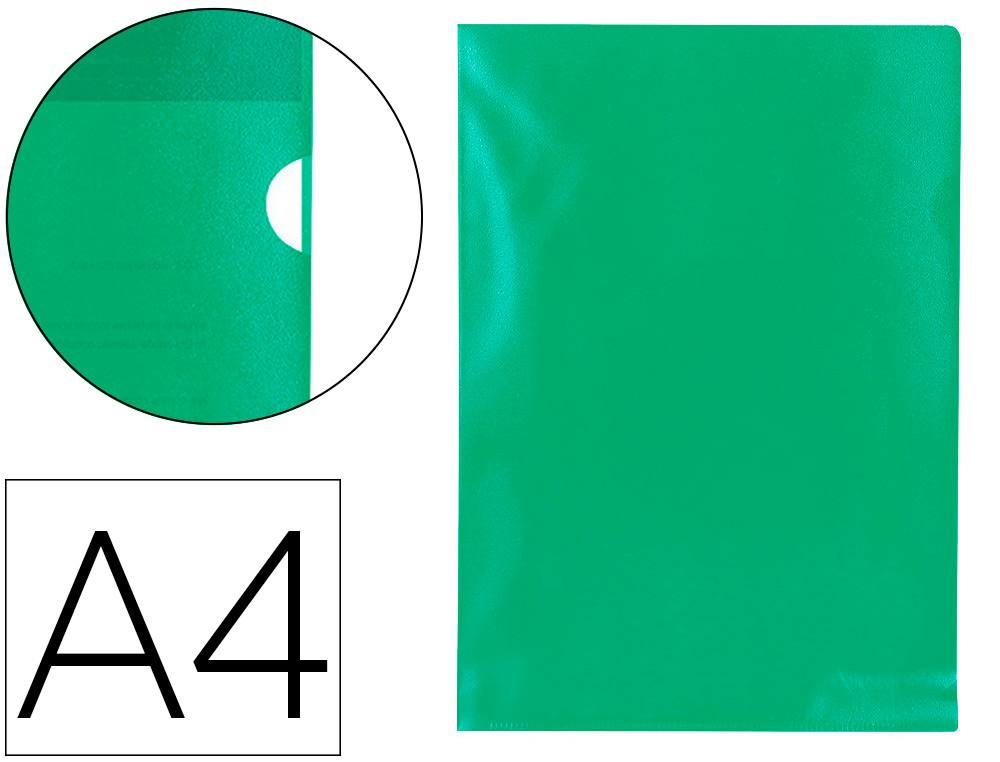 Q-CONNECT - CARPETA DOSSIER UÑERO PLASTICO DIN A4 120 MICRAS VERDE CAJA DE 100 UNIDADES (Ref.KF01488)