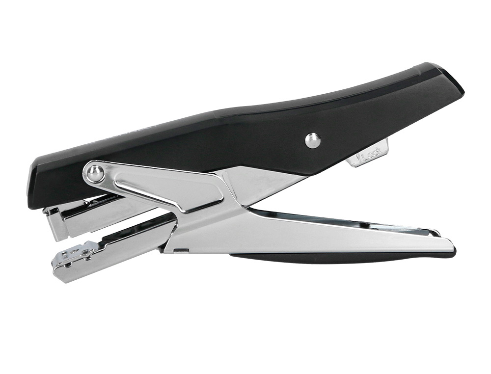 Q-CONNECT - GRAPADORA METALIZADA Y NEGRA DE TENAZA TACTO SUAVE CAPACIDAD 25 HOJAS USA GRAPAS 24/6 Y 26/6 (Ref.KF14867)