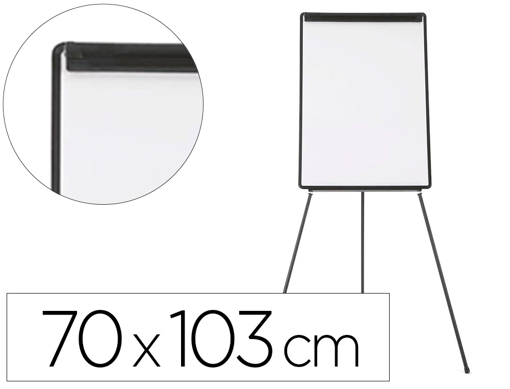 Q-CONNECT - PIZARRA BLANCA CON TRIPODE 104X70 CM PARA CONVENCIONES SUPERFICIE LAMINADA MARCO NEGRO (Ref.KF04173)