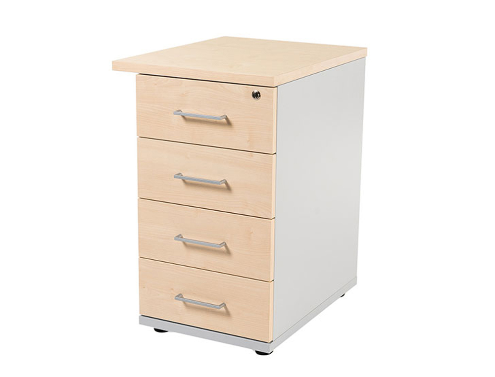 ROCADA - CAJONERA CON CUATRO CAJONES SERIE STORE 60X50X72 CM ACABADO AB01 ALUMINIO/HAYA (Ref.4005AB01)