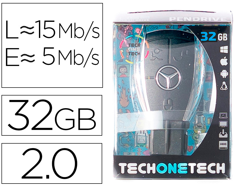 TECH ON TECH - Memoria usb llave mercedes 32 gb (Ref. TEC5002-32)