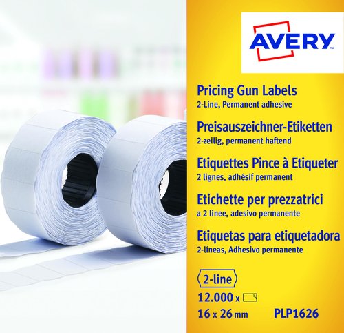 AVERY - Etiquetas en rollo Caja 10 Rollos 10+8 caracteres 2 lineas (Ref.PLP1626)
