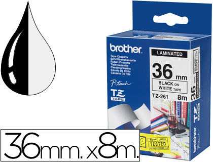 BROTHER - Cintas TZ261 Rotulacion 36mmX8m Negro/blanco (Ref.TZe261)