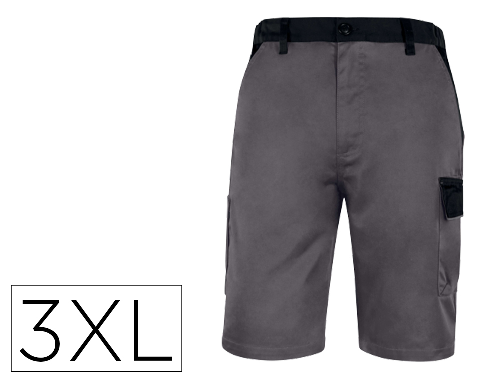 DELTAPLUS - PANTALON DE TRABAJO BERMUDA CINTURA AJUSTABLE 5 BOLSILLOS COLOR GRIS VERDE TALLA 3XL (Ref.M6BERGR-3X)
