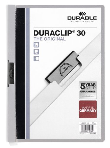 DURABLE - Dossiers clip Duraclip Capacidad 30 hojas A4 Gris PVC (Ref.2200-10)