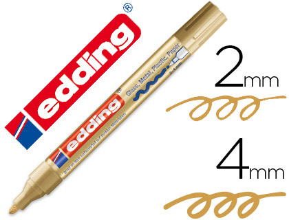 EDDING - 750 MARCADOR PERMANENTE TINTA OPACA PUNTA CONICA TRAZO 2 - 4 MM ORO 750-053 (Ref.750-53)