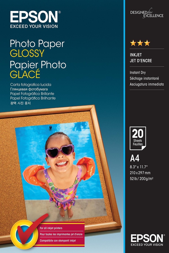 EPSON - Papel fotografico 20 hojas A4 Brillo (Ref.C13S042538)