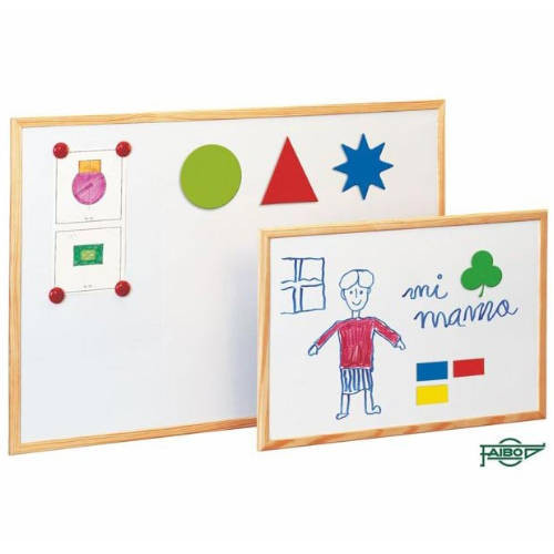 FAIBO - Pizarra Metalica Blanca Magnética con marco de madera 60x90cm (Ref.702-3)