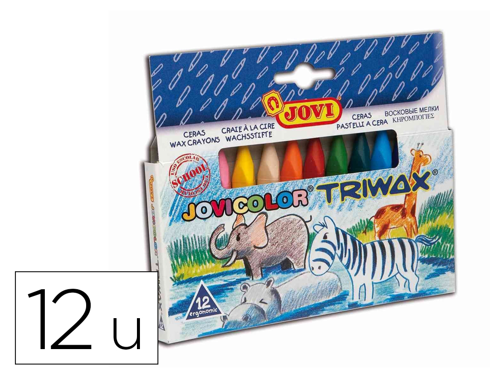 JOVI - LAPICES CERA COLOR TRIANGULAR TRIWAX 12 COLORES (Ref.973/12)