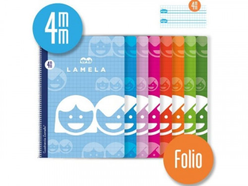 LAMELA - Cuaderno cubierta básica 80 Hojas Folio Cuadr. 4 cuadrícula 4 (Ref.07F004)