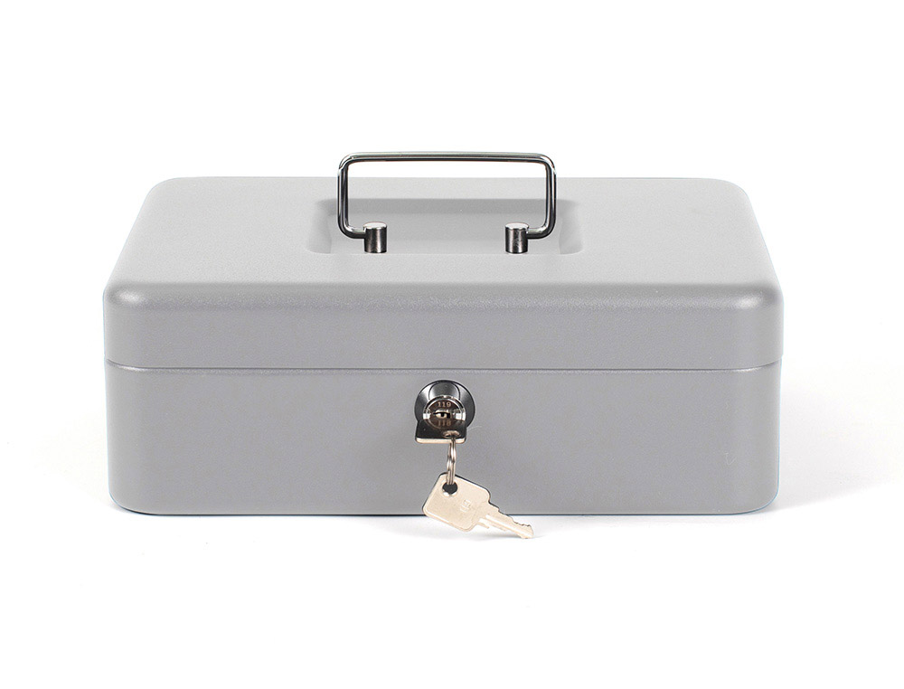 Q-CONNECT - CAJA CAUDALES 10" 250X180X90 MM PLATA CON PORTAMONEDAS (Ref.KF03324)