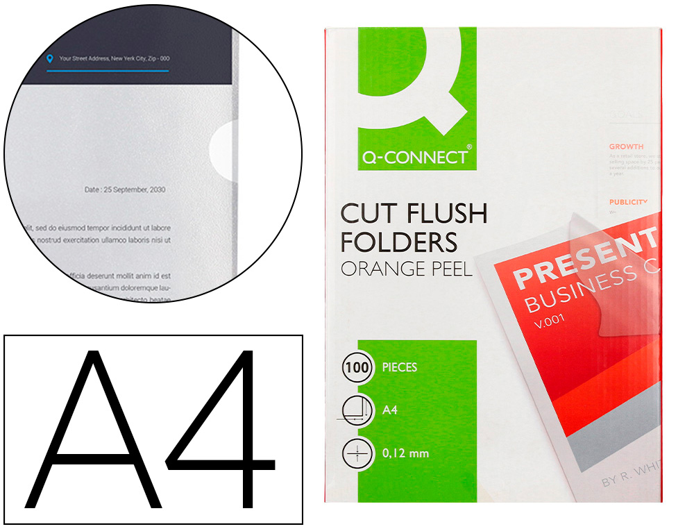 Q-CONNECT - CARPETA DOSSIER UÑERO PLASTICO DIN A4 120 MICRAS TRANSPARENTE CAJA DE 100 UNIDADES (Ref.KF24002)