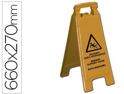 Q-CONNECT - CARTEL PLASTICO SEÑALIZACION SUELO RESBALADIZO (Ref.KF04238)