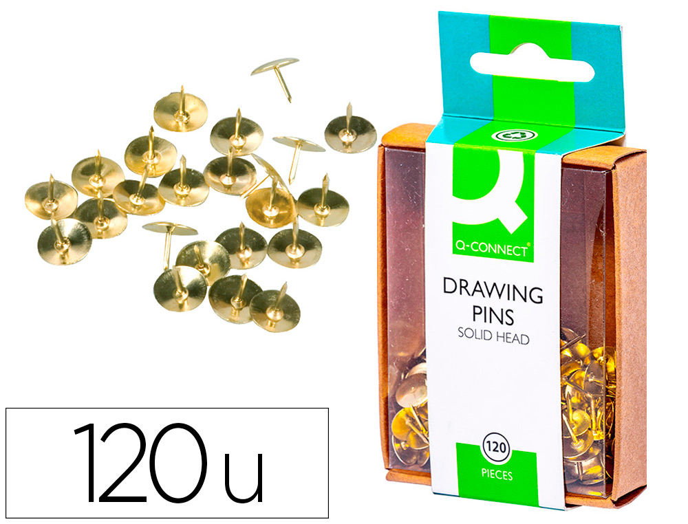 Q-CONNECT - CHINCHETAS DORADAS -CAJA DE 120 UNIDADES (Ref.KF02018)