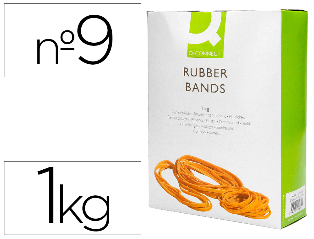 Q-CONNECT - GOMILLAS ELASTICAS 1000 GR NUMERO 9 90 X 2 MM (Ref.KF14686)