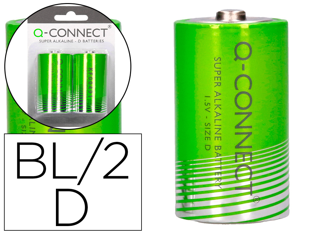 Q-CONNECT - PILA ALCALINA D -BLISTER CON 2 PILAS (Ref.KF00491)